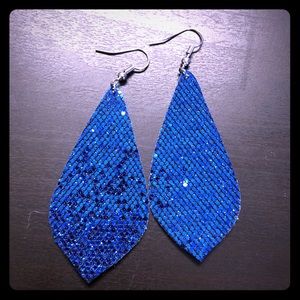 Blue mermaid glitter dangle earrings